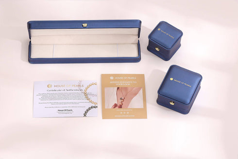 Silver Blue Seawater Tin Cup Beaded Pearl Necklace - House Of Pearls